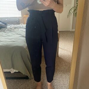 Lulu's Navy Blue Tie-Waist Cropped Pants